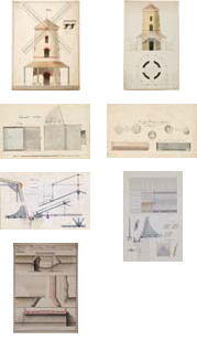 19th century architectural engineering plans and industrial design drawings
